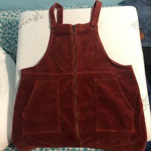 Brick Zip-Up Corduroy Overall Dress